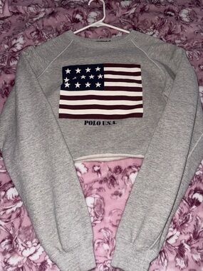 Polo by Ralph Lauren Gray Crewneck with Flag Patch